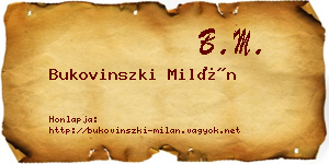 Bukovinszki Milán névjegykártya