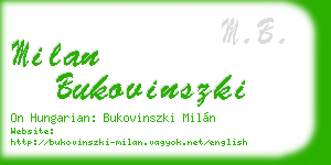 milan bukovinszki business card